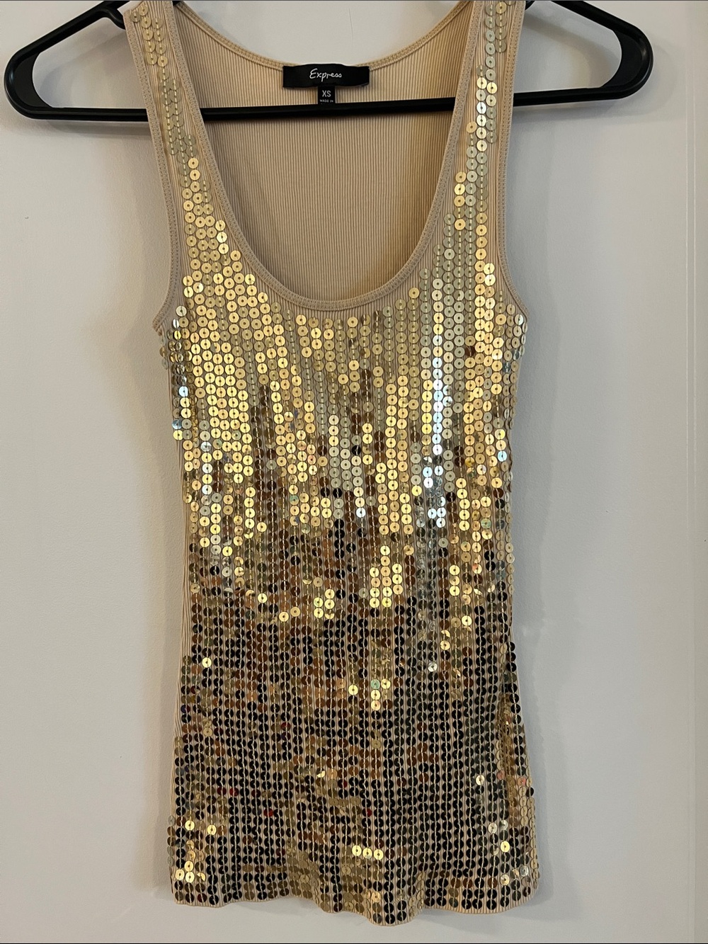 Express Gold Sequin Tank Top